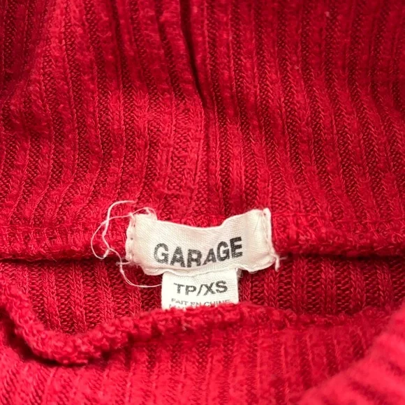 Garage Red Ribbed Cropped Turtleneck - Picture 2 of 4